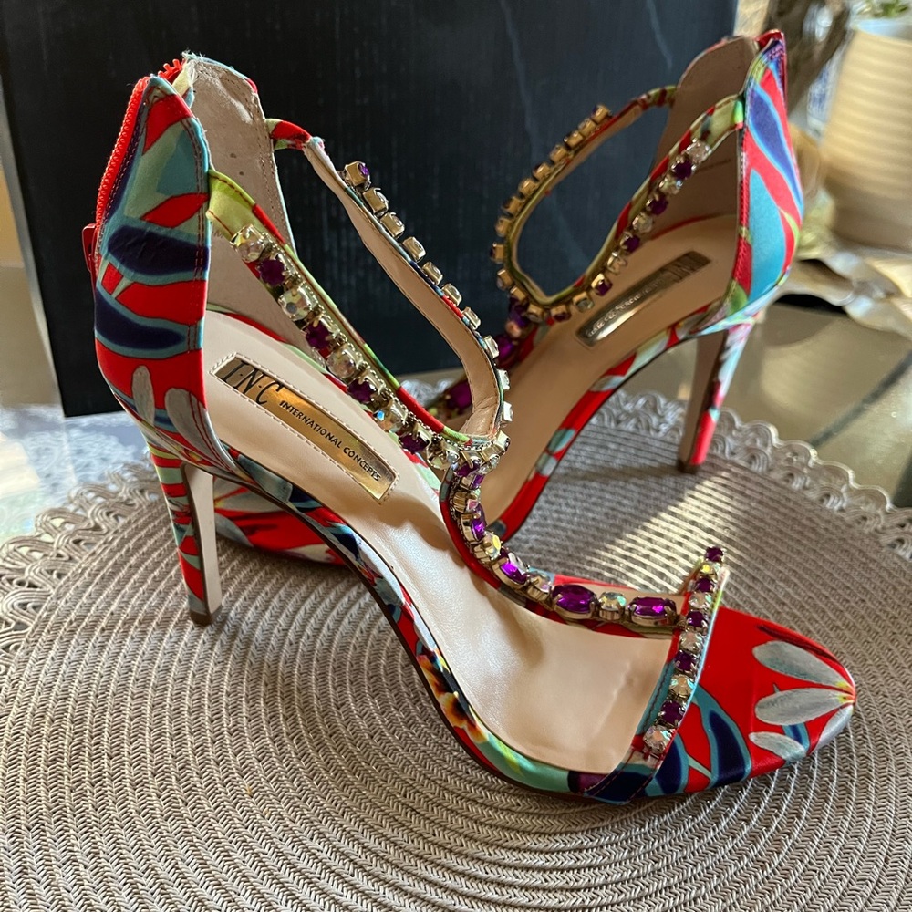 INC International Concepts Red and Blue Studded Heels